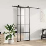 Sliding Door with Hardware Set Black 90x205 cm ESG Glass 3375871