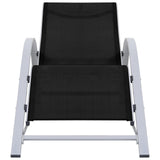 Sun Lounger Black, Silver Aluminium, Textilene, Steel, Tempered Glass 310534