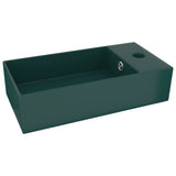 Bathroom Sink with Overflow Ceramic Dark Green 146992