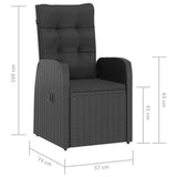 11 Piece Garden Dining Set with Cushions Black Poly Rattan 3095273
