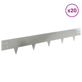 Lawn Edging 20 pcs 100 x 15 cm Steel Silver 8008567