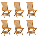 ZNTS Folding Garden Chairs 6 pcs Solid Teak Wood 3065527