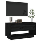 ZNTS TV Cabinet Black 74x34x40 cm Solid Wood Pine 813843