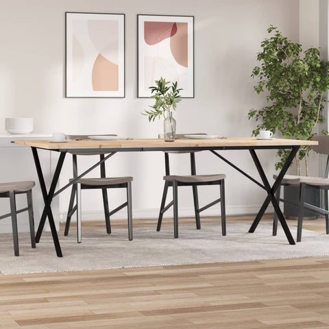 ZNTS Dining Table X-Frame 200x100x75.5 cm Solid Wood Pine and Steel 3282767