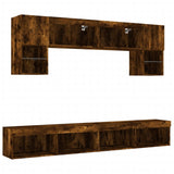 6 Piece TV Wall Units with LED Smoked Oak Engineered Wood 3216708