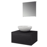 Three Piece Bathroom Furniture and Basin Set Black 272225