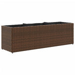 ZNTS Garden Planters with 3 Pots 2 pcs Brown 105x30x32 cm Poly Rattan 3210523