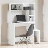 ZNTS Desk with Shelves White 100x45x140 cm Engineered Wood 860436