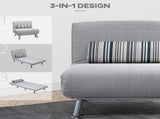 Single Sofa Bed, 1 Person Sleeper Foldable Lounge with Pillow, Grey T3398P328104