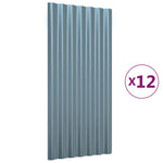 ZNTS Roof Panels 12 pcs Powder-coated Steel Grey 80x36 cm 319134