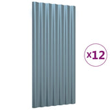 ZNTS Roof Panels 12 pcs Powder-coated Steel Grey 80x36 cm 319134