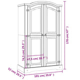 ZNTS Wardrobe Mexican Pine Corona Range 2 Doors Grey 282619