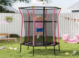 Kids Trampoline Mini Bouncer with Enclosure Safety Net For Ages 3-10 Years - Pink T3398P348058