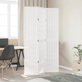 Room Divider 3 Panels White Solid Wood Paulownia 358783