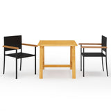 Dining Set Black Solid Acacia Wood Medium Durable Dining Set 3068708