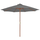 Garden Parasol with Wooden Pole 300 cm Anthracite 44495