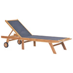 Folding Sun Loungers with Wheels 2 pcs Solid Teak and Textilene 3073000