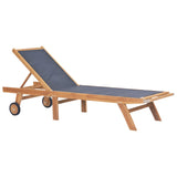 Folding Sun Loungers with Wheels 2 pcs Solid Teak and Textilene 3073000