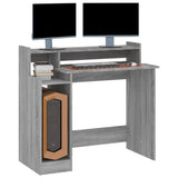 Desk with LED Lights Grey Sonoma 97x45x90 cm Engineered Wood 820476