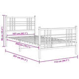 Metal Bed Frame without Mattress with Footboard White 107x203cm 376387