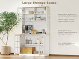 Freestanding Kitchen Cupboard, Storage Cabinet with Doors and Adjustable Shelves, Counter Top, Grid T3398P378041