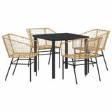 Garden Dining Set 5 pcs Brown Poly Rattan 3380898