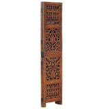 Hand Carved 3-Panel Room Divider Brown 120x165 cm 285334