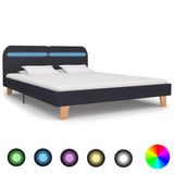 Bed Frame with LED without Mattress Dark Grey Fabric 150x200 cm King Size 281074