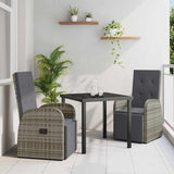 Garden Dining Set with Cushion 3 pcs Grey Poly Rattan 3379499