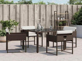 Garden Chairs with Cushions 4 pcs Brown Poly Rattan 365003