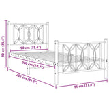 Metal Bed Frame without Mattress with Footboard Black 90x200cm 376139