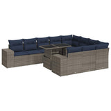 15 Piece Garden Sofa Set with Cushions Grey Poly Rattan Acacia 3326872