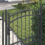 Fence Gate with Lock Grey 200 x 100 cm Powder-coated steel 42008976