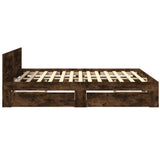 Bed Frame with Headboard without Mattress Smoked Oak 180x200 cm Super King 3295545