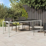 Garden Table White 250x100x75 cm Poly Rattan and Tempered Glass 362556