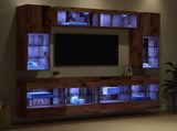 TV Wall Cabinet Set with LED 6 pcs Old Wood Engineered Wood 3402995