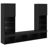TV Wall Units with LED 5 pcs 40.5 x 30 x 102 cm Black Oak 3402959