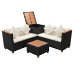 4 Piece Garden Lounge Set with Cushions Poly Rattan Black 43007