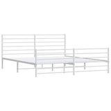 Metal Bed Frame without Mattress with Footboard White 183x213cm 352391