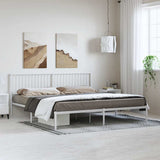 Metal Bed Frame without Mattress with Headboard White 193x203cm 350937