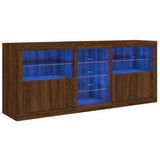 Sideboard with LED Lights Brown Oak 181.5x37x67 cm 3209043