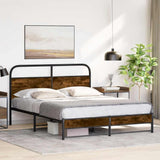 Bed Frame Without Mattress 150x200 cm Smoked Oak Engineered Wood 4100376