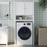 Washing Machine Cabinet BERG White 76x27x164.5 cm Solid Wood 358556