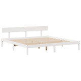 Bookcase Bed without Mattress White 180x200 cm Super King Solid Wood Pine 3321815