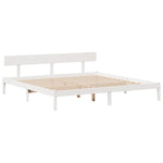 ZNTS Bookcase Bed without Mattress White 180x200 cm Super King Solid Wood Pine 3321815