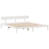 ZNTS Bookcase Bed without Mattress White 180x200 cm Super King Solid Wood Pine 3321815