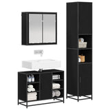 Bathroom Furniture Set 3 pcs Black Oak Engineered Wood 3402547