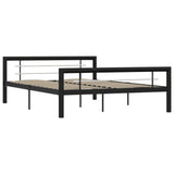 Bed Frame without Mattress Black and White Metal 120x200 cm 284552