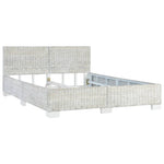 ZNTS Bed Frame without Mattress Grey Natural Rattan 140x200 cm 283091