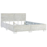 ZNTS Bed Frame without Mattress Grey Natural Rattan 140x200 cm 283091